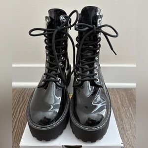 H&M Chunky Combat Boots Shiny Black